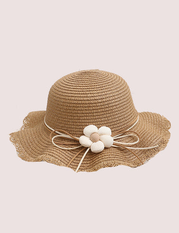 Flower Straw Wide-Brimmed Hat