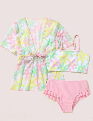 Floral Three Pieces Swimsuit