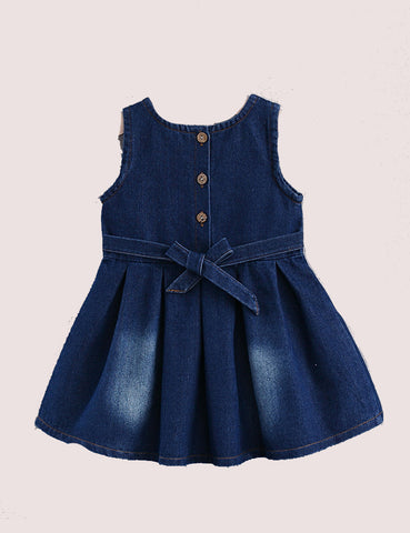 Denim Flower Vest Dress