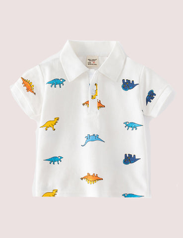 Dinosaur Printed Polo T-Shirt