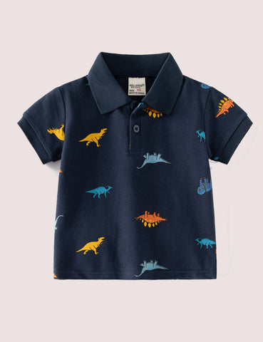 Dinosaur Printed Polo T-Shirt