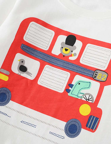 Animal Fire Truck Printed Sweatshirt