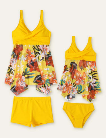 Floral Printed Family Matching Swimsuit