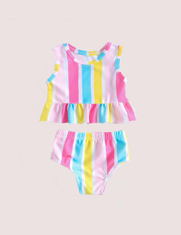 Color Stripe One Piece Swimsuit