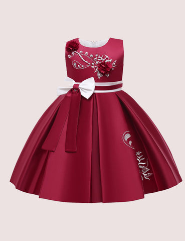 Bow Embroidery Party Dress