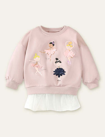 Ballet Girl Printed Mesh Sweatshirt + Leggings