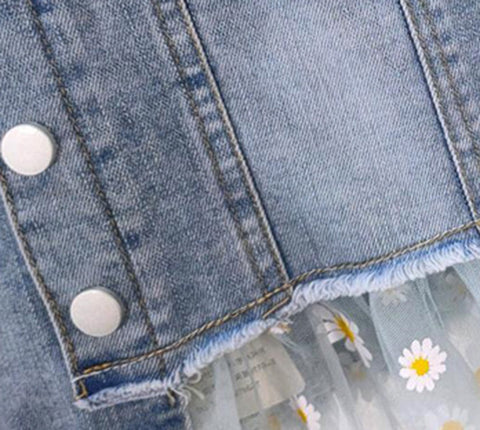 Daisy Appliqué Denim Skirt