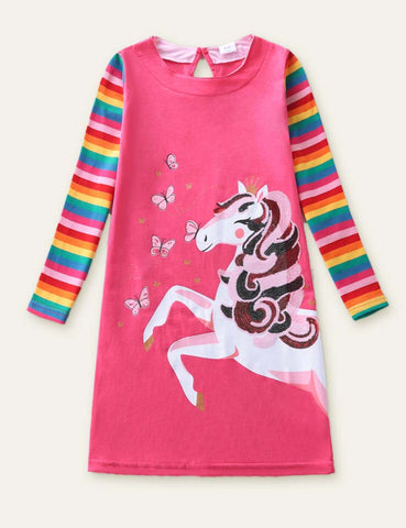 Butterfly Rainbow Sequined Unicorn Dress