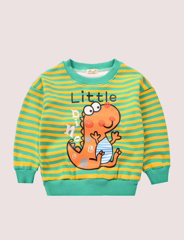 Little Dinosaur Striped Fleece Sweater