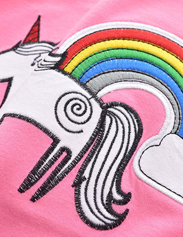 Rainbow Unicorn Appliqué T-shirt