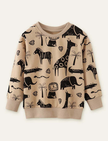 Forest Animal Printed Sweatshirt