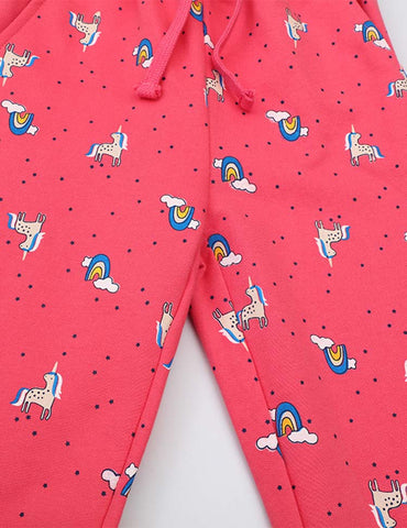 Rainbow Unicorn Printed Polka Dot Sweatpants