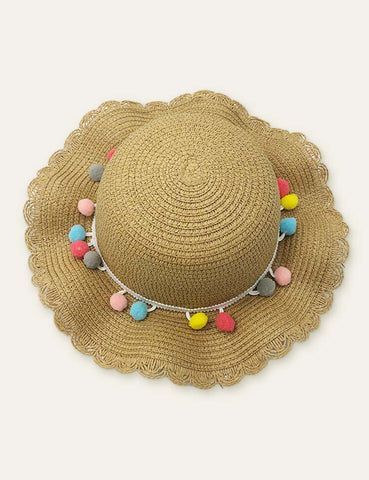 Pom Pom Vacation Straw Hat