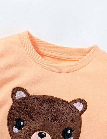 Scarf Bear Appliqué Sweatshirt