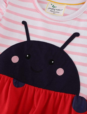 Ladybug Striped Appliqué Dress - CCMOM