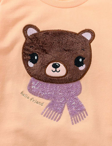 Scarf Bear Appliqué Sweatshirt