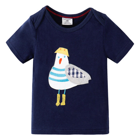 Pigeon Appliqué Short-Sleeved T-shirt