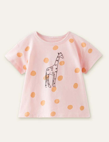 Giraffe Polka Dot Printed T-shirt