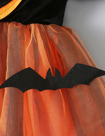 Halloween Pumpkin Bat Appliqué Skirt