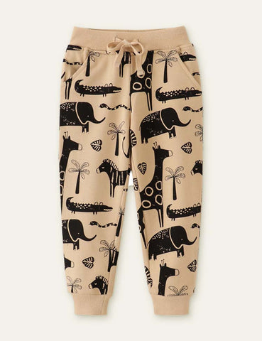 Forest Animal Printed Sweatpants