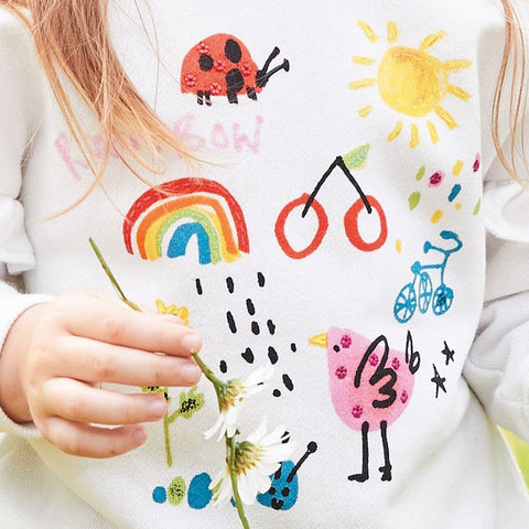 Cartoon Hand-Painted Printed Long-Sleeved Lace T-shirt