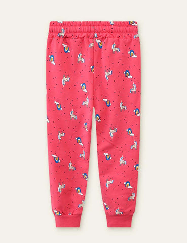 Rainbow Unicorn Printed Polka Dot Sweatpants