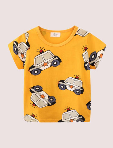 Police Car Full Printed T-shirt