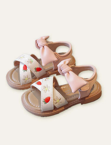 Strawberry Flower Embroidered Sandals