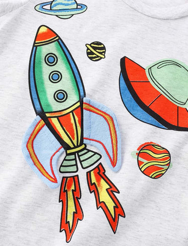 Planet Rocket Appliqué T-shirt