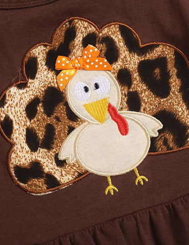 Halloween Turkey Embroidery Leopard Polka Dot Set