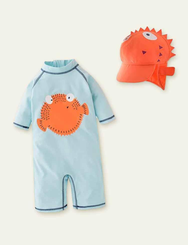 2-Piece Dolphin Sleeve Swimsuit - CCMOM