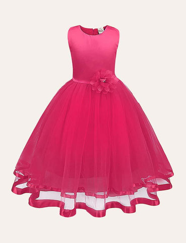 Flower Mesh Party Dress - CCMOM