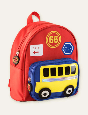 Cartoon Bus Schoolbag Backpack