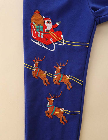 Santa Elk Appliqué Sweatpants