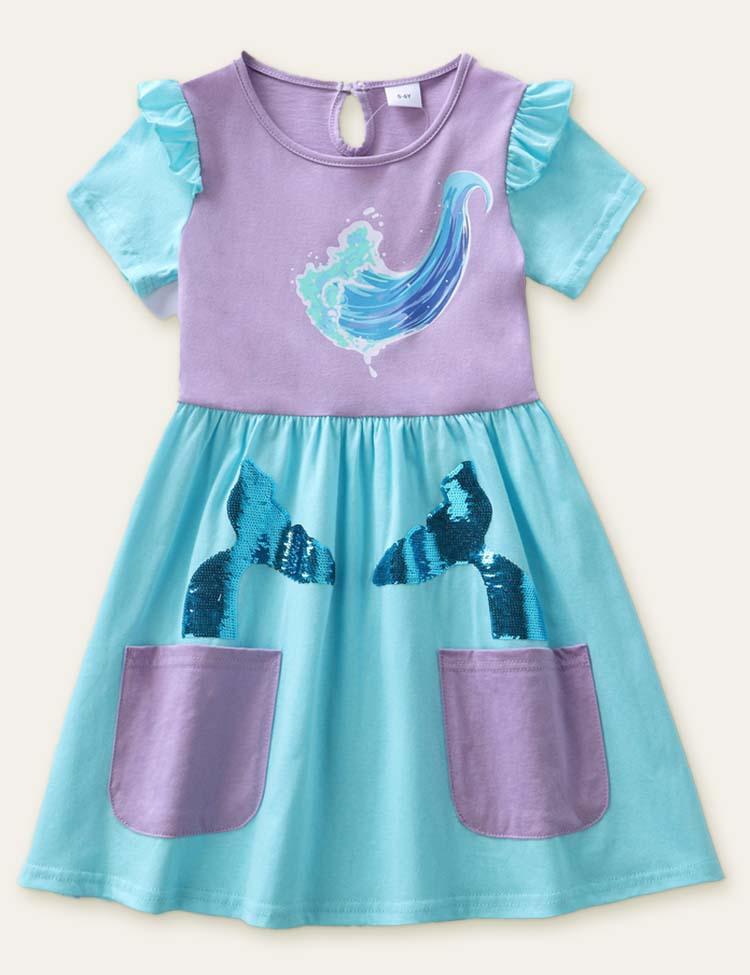 Mermaid Sea Printed Dress - CCMOM