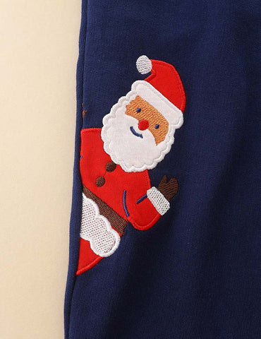 Penguin Elk Santa Appliqué Sweatpants