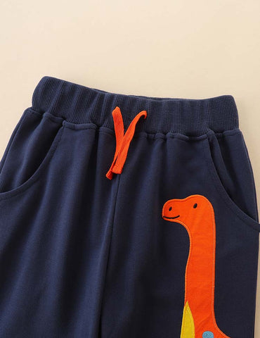 Funny Dinosaur Appliqué Sweatpants