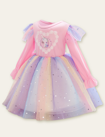 Unicorn Rainbow Sequin Gauze Princess Dress