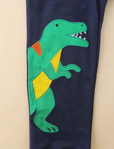 Funny Dinosaur Appliqué Sweatpants