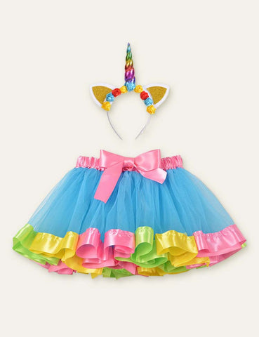 Unicorn Hair Accessories + Bow Mesh Skirt