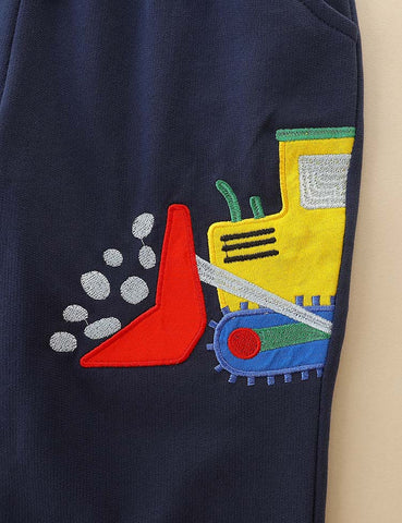 Excavator Appliqué Embroidery Sweatpants