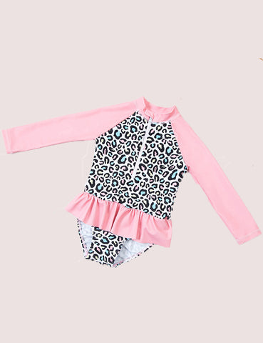 Long Sleeve Leopard Swimsuit