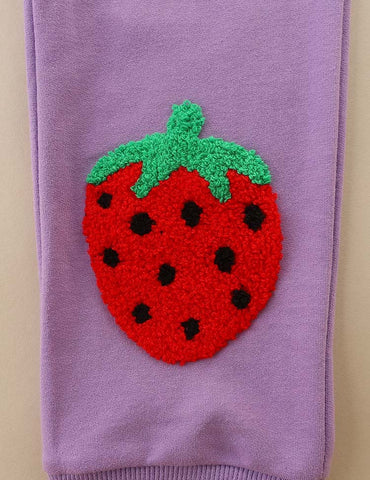 Cute Strawberry Appliqué Sweatpants