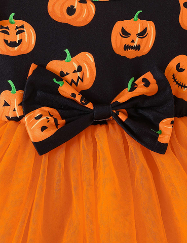 Halloween Pumpkin Printed Princess Dress