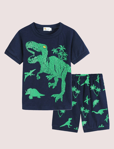 Dinosaur Printed Pajamas Two-Piece Set