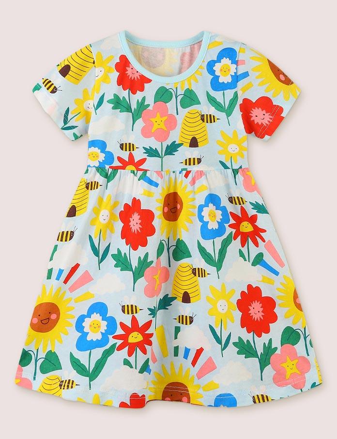 Blossoms Print Jersey Dress - CCMOM