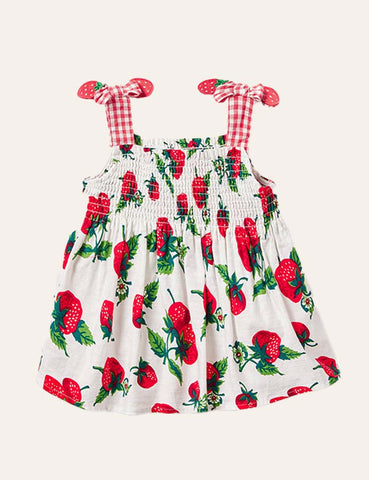 Full Printed Strawberry Vest Dress