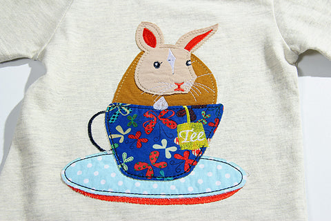 Cup Rabbit Applique T-Shirt