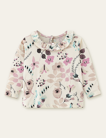 Vintage Flower Printed Long Sleeve T-shirt