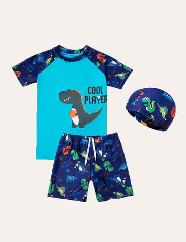 Dinosaur Swim Suit + Cap - CCMOM